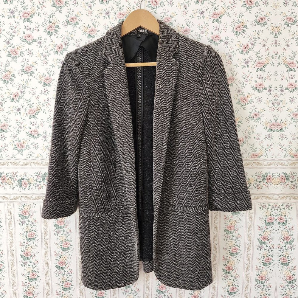 Express Herringbone Tweed Blazer